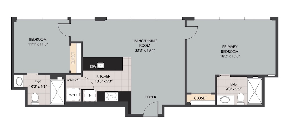 Davis #5: 2 bed, 2 bath floorplan